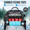 PLUSINNO Fishing Backpack with Rod Holders & Cooler, 45L Large Water-resistant Fishing Tackle Bag,Fishing Tackle Backpack Store Fishing Gear For Camping,Fishing Gifts for Men Sport Bags Black Camo