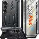 FNTCASE for Samsung Galaxy S24-Plus Case: Military Grade Phone Case with Kickstand | Built-in Screen Protector Protective Rugged Shockproof Durable Drop Proof Phone Cover for Galaxy S24 Plus 5G Black