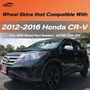 16 Inch Wheel Skins Compatible with 2012-2016 Honda CR-V Factory Steel Wheels, Snap-On Wheel Covers, Durable ABS Replacement Hubcaps Set of 4 (Black)