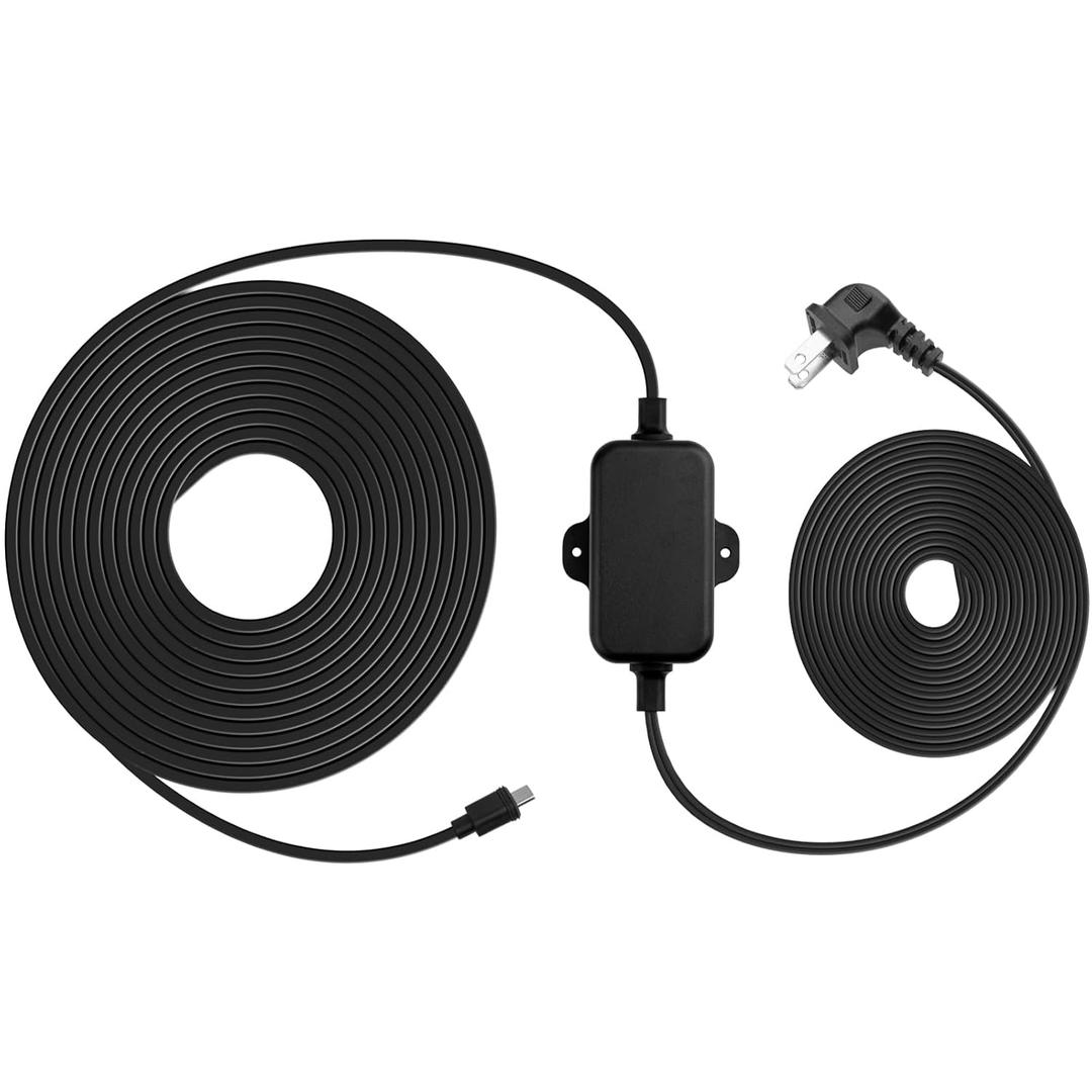 30ft Weather Resistant Power Adapter for Blink Mini 2,Blink Outdoor 4 (4th Gen)(3rd Gen)/Mini,No Need Charger Head,IP67 Waterproof Flat Power Cable with Extra Type C to Micro USB Adapter Black 1Pack