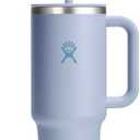 Hydro Flask Travel Tumbler with Handle, Lid and Straw - Insulated Stainless Steel in 40 Oz Surf Blue