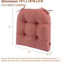 Indoor/Outdoor Tufted Seat Cushions with Ties Set of 2, 19"x19" Chair Cushions for Dining Chairs, Waterproof Chair Pads for Garden Patio Kitchen Home-Light Coral Red
