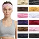 12 Pcs Stretchy Sport Headbands for Women,Absorbed Sport Headband Soft Twist Knotted Headbands for Yoga, Workout Daily Life