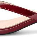 Womens Flip-Flops Kitten Heels Thong Sandals For Women Square Toe Slip On Fashion Summer Dress Sandals (Red, 7)