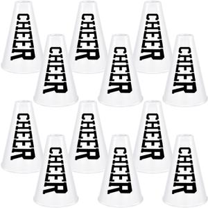 Meooeck 12 Pieces White Cheer Megaphone Noisemaker Bulk Party Accessory Plastic Cheerleading Small Megaphone Director Prop Noisemaker Toys for Sports Game Party Outdoor