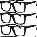 Eyekepper 5-pack Oversized Reading Glasses Square Large Frame Readers for Men and Women - Black +1.25