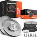 A-Premium 11.10 in (282mm) Front Vented Disc Brake Rotors + Ceramic Pads Kit Compatible with Honda and Acura Models - Accord 03-12/14-17, Civic 13-18, CR-V 02-04, Element 03-11, ILX 14-15, CR-Z 16