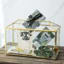 Glass Wedding Card Box with Slot, 12.6 inch Large Clear Card Box Gold Brass Gift Card Storage Box with Lock for Wedding Receptions, Baby Shower, Birthday Party, Bridal Shower