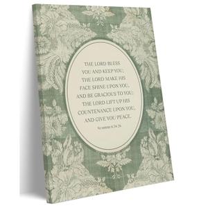Sage Green Christian Scripture canvas Wall Art Vintage Bible Verse Poster Prints Religious Faith Pictures Christian Paintings Artwork for Prayer Office Living Room Bedroom Dorm Home Decoration 16*24In (Stretched Canvas on A Wooden Frame)