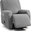 ULTICOR Jacquard Design, 4-Piece, 1 Seat Recliner Cover, Reclining Chair Covers for 1 Cushion Reclining Sofa, Single Seat Recliner Couch Cover, Washable (Light Grey, Recliner Cover)