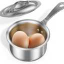 Macevia Mini Sauce Pan with Lid,Stainless Steel Butter Warmer Small Pot, For All Stoves Multipurpose Use for Home Kitchen or Restaurant (10.8oz/320ml) - Silver (0.34 Quart)