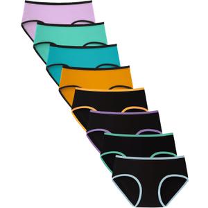 Girls Underwear for Teens Ages 8-16 Cotton Soft Girls Panties Pack of 8 (14-16 Years, 4 Black/4 Bright)