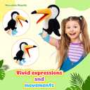 Animal Hand Puppets 11 Inch Bird Plush Toucan Owl Eagle Parrot Flamingo Peacock Puppet Toys Role-Play Puppets for Kids Storytelling Imaginative Pretend Play Teaching Preschool(Toucan)