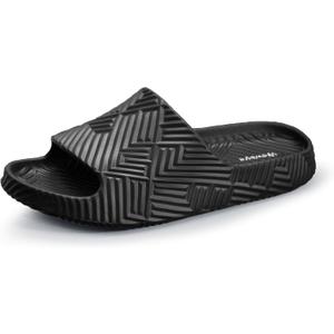 Weweya Slides for Women and Men - Bathroom Shower Shoes - Non Slip House Slippers - Lightweight Beach Sandals (8 Women/6.5 Men, Black)