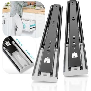 SHUHANG 1 Pair Push to Open Drawer Slides 12 14 16 18 20 22 24 Inch 106 lb Load Capacity Side Mount Press to Release Full Extension Ball Bearing Glides Rails Cabinet Wardrobe Kitchen Dresser