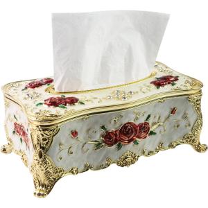 Geesatis Tissue Box Cover, Rectangle Tissue Box Holder, Rectangular Napkin Facial Tissues Holder for Bathroom Toilet Bedroom Living Room Table Desk Office Dresser, 1 Pcs White 9.05''x4.93''x3.74''