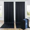 50ftx12ft Black Wrinkle-Free Wedding Backdrop Curtain -Silky Washable Black Polyester Drapes for Baby Showers, Birthday Parties, Photography, and Wedding Receptions-10 Panels 5FTx12FT