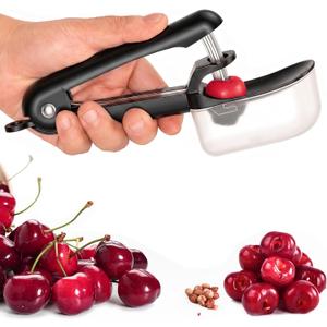 2 x Cherry Pitter Tool Cherries Pitter Stainless Steel Rod for Making Cherry Jam with Lock Design(Black)