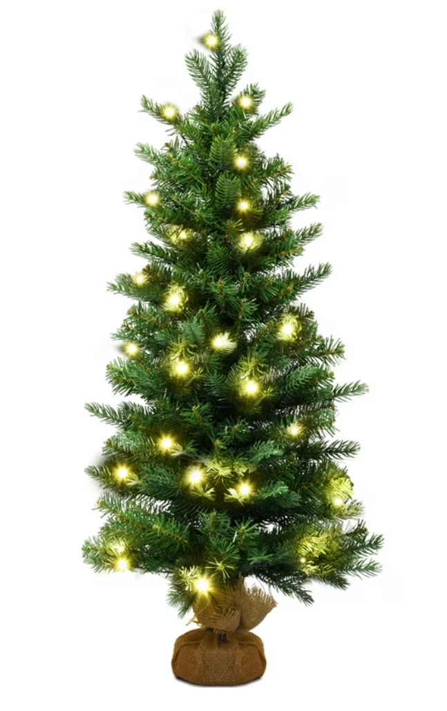 4.5-ft Pre-lit Pencil Artificial Christmas Tree with White LED Lights