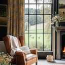 NICETOWN Curtains for Living Room 96 Inches Long 2 Panels, Room Darkening Curtains for Farmhouse, Thermal Insulated Privacy Drapes Oak Brown Botanical Floral Print Design, W52 per Panel