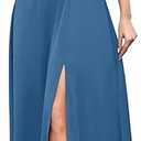 BeryLove Women's Formal Elegant Wedding Guest Dresses One Shoulder A Line Maxi Cocktail Slit Dress, Size S GREY/BLUE