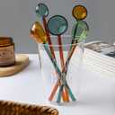 4-Pack Cute & Beautiful Handmade Colorful Glass Stirring Spoons - Reuseable High Borosilicate Glass Spoons for Coffee Tea Cocktails Desserts (Assorted Vibrant Tones) (Style: A)