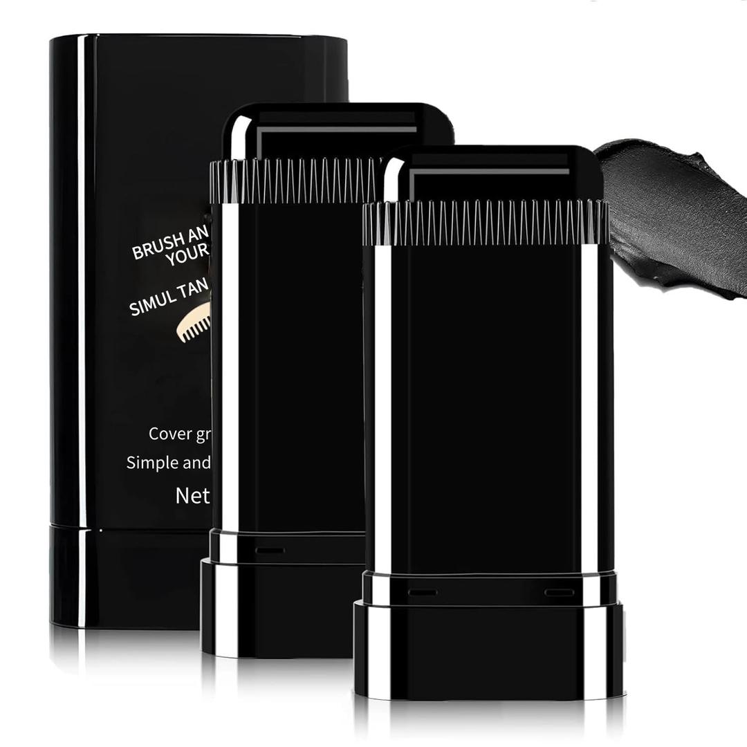 Safe and Convenient Comb Hair Dye Stick, White Hair Cover Stick, 2-in-1 Convenient Instant Dyeing, Waterproof and Sweat Proof, Quick Root Dressing (Black) c