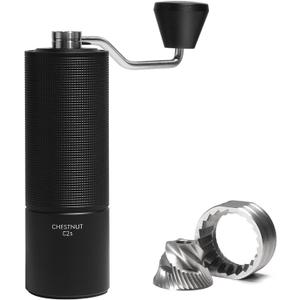 TIMEMORE Chestnut C2S Manual Coffee Grinder Stainless Steel S2C Conical Burr Coffee Grinder, Capacity 25g Hand Coffee Bean Grinder, Double Bearing Positioning, Black