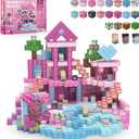 ADAH 216PCS Magnetic Building Blocks for Girls, Pink Princess STEM Toys for Ages 4-8, Creative Educational Building Toys for 3-6 Year Olds, Magic Blocks for Kids
