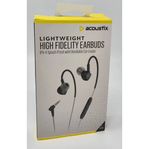 Acoustix High Fidelity Earbuds Lightweight Wired Headphones Mic IPX4 Splashproof Acoustix High Fidelity Earbuds Lightweight Wired Headphones Mic IPX4 Splashproof