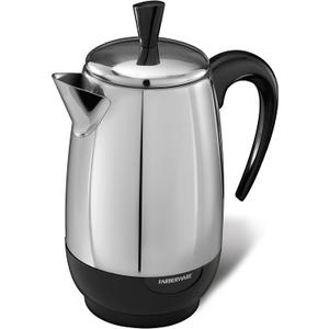 Farberware Electric Coffee Percolator, Stainless Steel Basket, Automatic Keep Warm, No-Drip Spout, 8 Cup