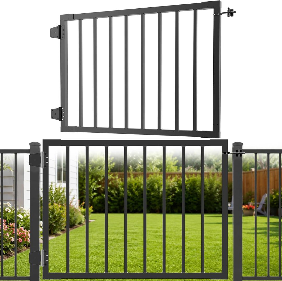 36" H x 48" W Aluminum Deck Gate, Outdoor Deck Gate with Hinges and Latch