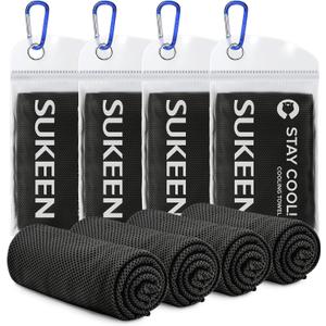 Sukeen [4 Pack Cooling Towel (40"x12"), Soft Breathable Chilly Microfiber Towel for Yoga,Sport,Running,Gym,Workout,Camping,Fitness,Workout & More Activities