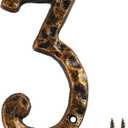 5.5 Inch Cast Iron House Numbers - Hammered Finish Mailbox Numbers - Metal Address Plaque Numerals - Weatherproof, Easy to Install, Soild Home Decor/Number 3