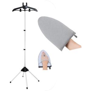 Clothes Steamer Stand Hanger with Steamer Ironing Glove for Steaming Clothes, Handheld Garment Steamer Rack with Grey Mini Handhelded Ironing Pad Board
