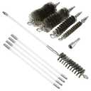 Qivine 50-inch Chimney Sweep Brush Kit, Pellet Stove Cleaning Brush Kit, Chimney Cleaning Wire Brush with 4 Flexible Rods Stainless Steel Bristles 3/5" 1" 1-3/5" 2" for Power Drills Auto Parts Tubes