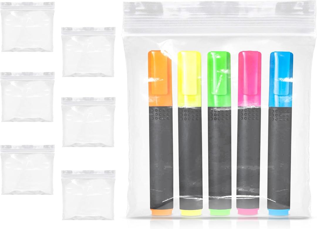 Clear Plastic Reclosable Zipper Bags, 6 x 6 Inch. Pack of 50 Resealable Plastic Bags. High Clarity Polypropylene Reclosable Zip Bag, 2 mil.