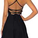 QINSEN Womens Two Pieces Tennis Dress with Shorts Workout Open Back Active Golf Dresses (Large, Black)