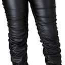 Zebaexf Women's Stretchy Faux Leather Leggings Pants,High Waist Stacked Pants for Women (Large, Black)