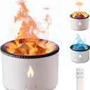 MINGPINHUIUS Volcano Humidifier Aromatherapy Essential Oil Diffuser, 2 Mist Modes: Flame and Volcano, Large Capacity with Timer Waterless Auto-Off for Home, Office, Yoga, or Gym (Red & Blue) (White-with Remote Control)