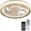 Enclosed Ceiling Fans with Lights,Flush Mount Modern Ceiling Fan and Remote Control,18.89 in Fandelier Ceiling Fan with Light,3000K-6500K Dimmable LED Fan Light-015