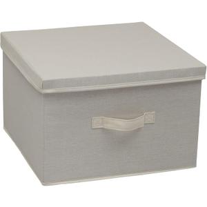 Household Essentials, Natural Square Storage Box with Lid and Handle, Square-15 W x 15" D