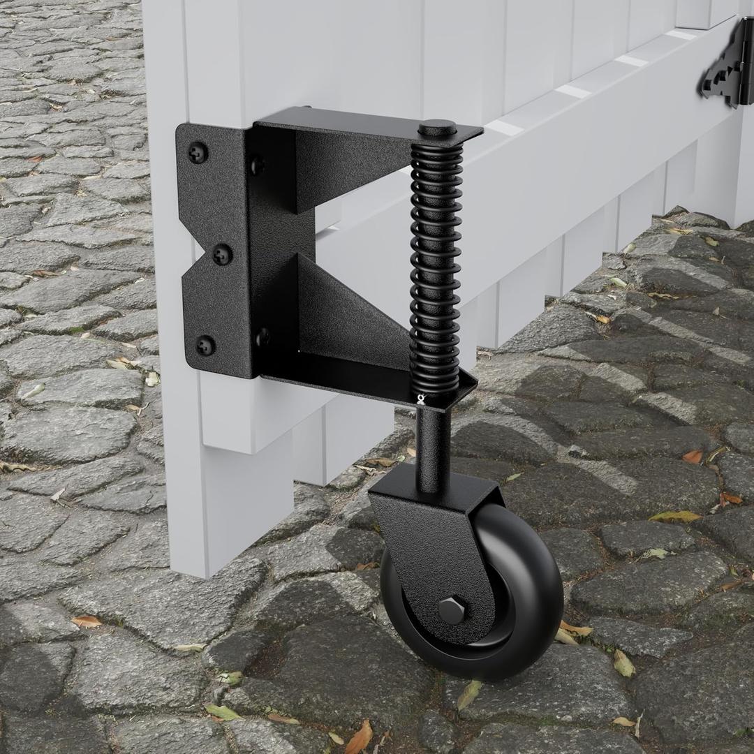 SKYSEN 4" Gate Wheels for Wooden Gate, Fence Gate Wheel, Spring Loaded Gate Caster with 360 Degree Universal Mount Plate for Metal Gate, Fence Gate, Wooden Gate, 220lbs Capacity, Black(gc-y)