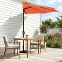 JEAREY 9ft Half Umbrella Outdoor Patio Umbrella Market Umbrellas with Crank, 1/2 Round Wall Umbrella 5 Sturdy Ribs UV Protection for Pool Garden Balcony Deck, Orange