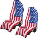 2PCS Terry Cloth seat Cover Universal Waterproof Car Sport Towel Seat Cushion Non-Slip Sweat-Absorbent Towel Cloth Suitable for Gym Workout, Universal Fit for Car SUV Van-Flag