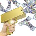 Super Money Guns Paper Playing Spary Gun Make it Rain Toy Gun, Handheld Cash Fake Bill Dispenser Shooter Toy(Metallic Gold)