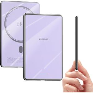 Kuulaa for MagSafe Battery Pack 5000mAh Slim Magsafe Portable Charger 0.27in Magnetic Wireless Apple Portable Charger 20W USB-C Power Delivery Power Bank for iPhone 16/15/14/13/12 Series (Purple)