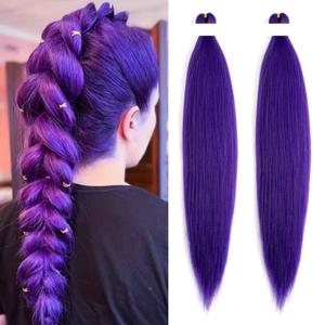 Long Purple Braiding Hair 30 Inch 2 Packs Braiding Hair Pre Stretched Colored Hair Extensions for Twist or Box Braids Long Synthetic Crochet Braids for Stage Party Christmas Halloween Costume Cosplay