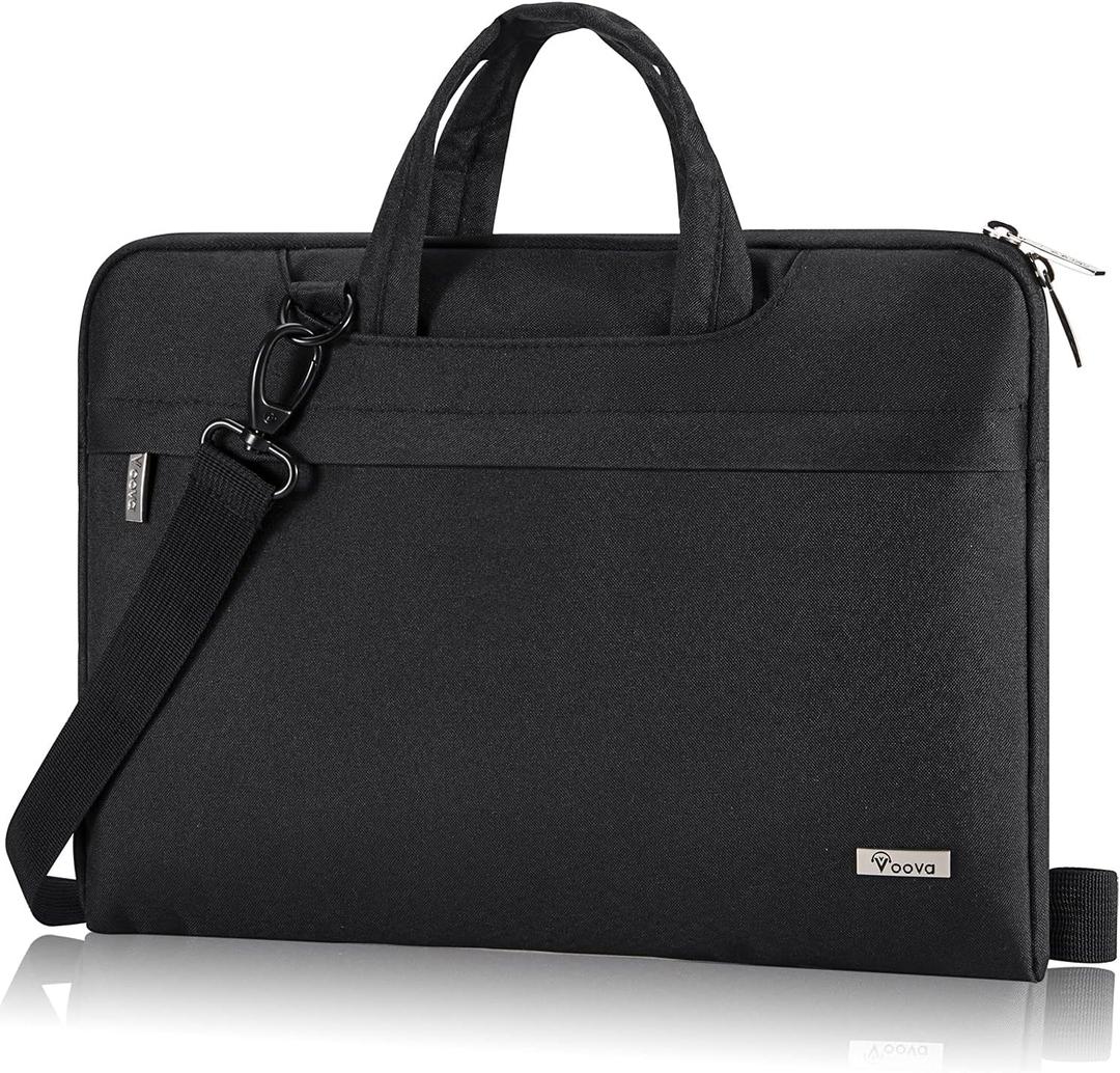 Voova Laptop Bag 13 14 Inch, Waterproof Computer Sleeve Carrying Case with Shoulder Straps & Handle Compatible with Macbook Air 13 M2/M3/M4, MacBook Pro 13/14, HP Dell Lenovo Chromebook 14, Black