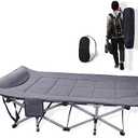 KAKO Folding Camping Cot, Heavy Duty 600 Lbs Portable Bed for Adults, Camping Beds with Carry Bag, Grey